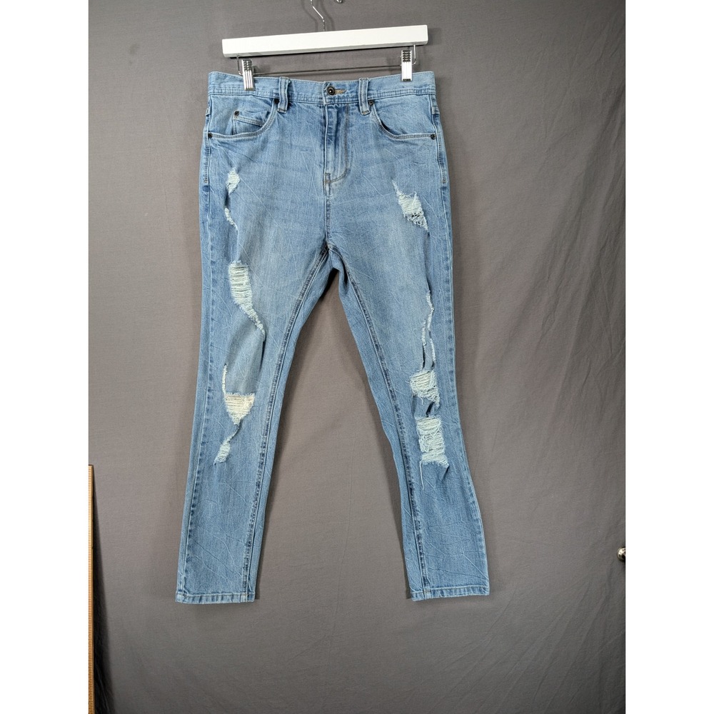 Empyre Mens Blue Distressed Skateboard Skinny Jeans Size 30